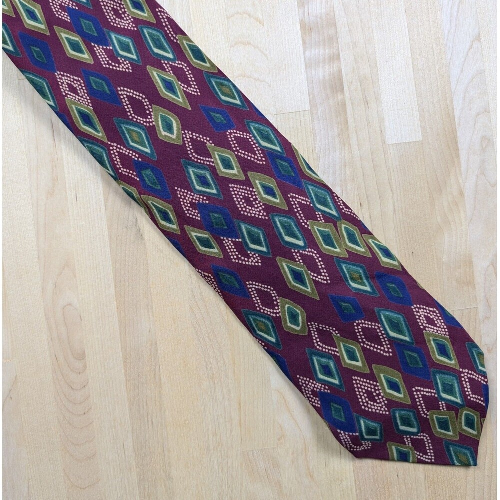 Vintage Kuppenheimer Burgundy Green & Blue Silk Neck Tie